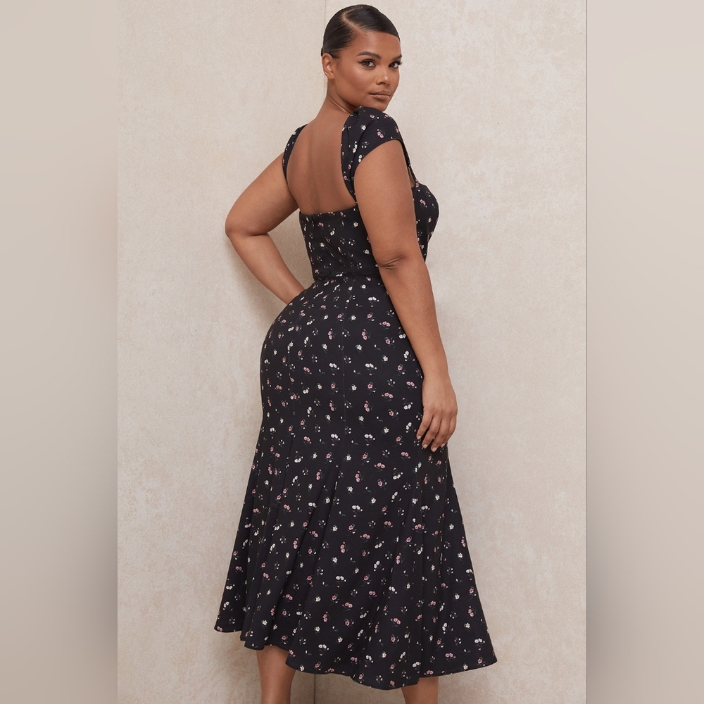 House of CB Black Floral Midi Dress - Picture 3 of 12